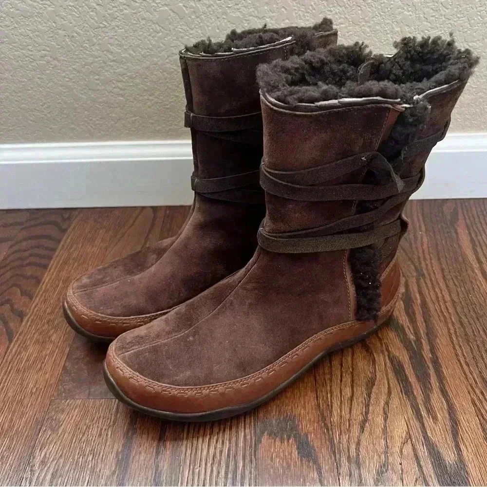 The North Face Isabel II Winter Boots Women’s Size 9 Brown Leather Side Zip